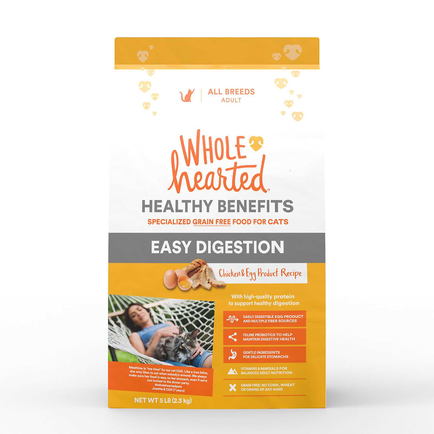 WholeHearted Healthy Digestion Chicken and Egg Product Recipe Dry Cat Food, 5 lbs. - Healthber