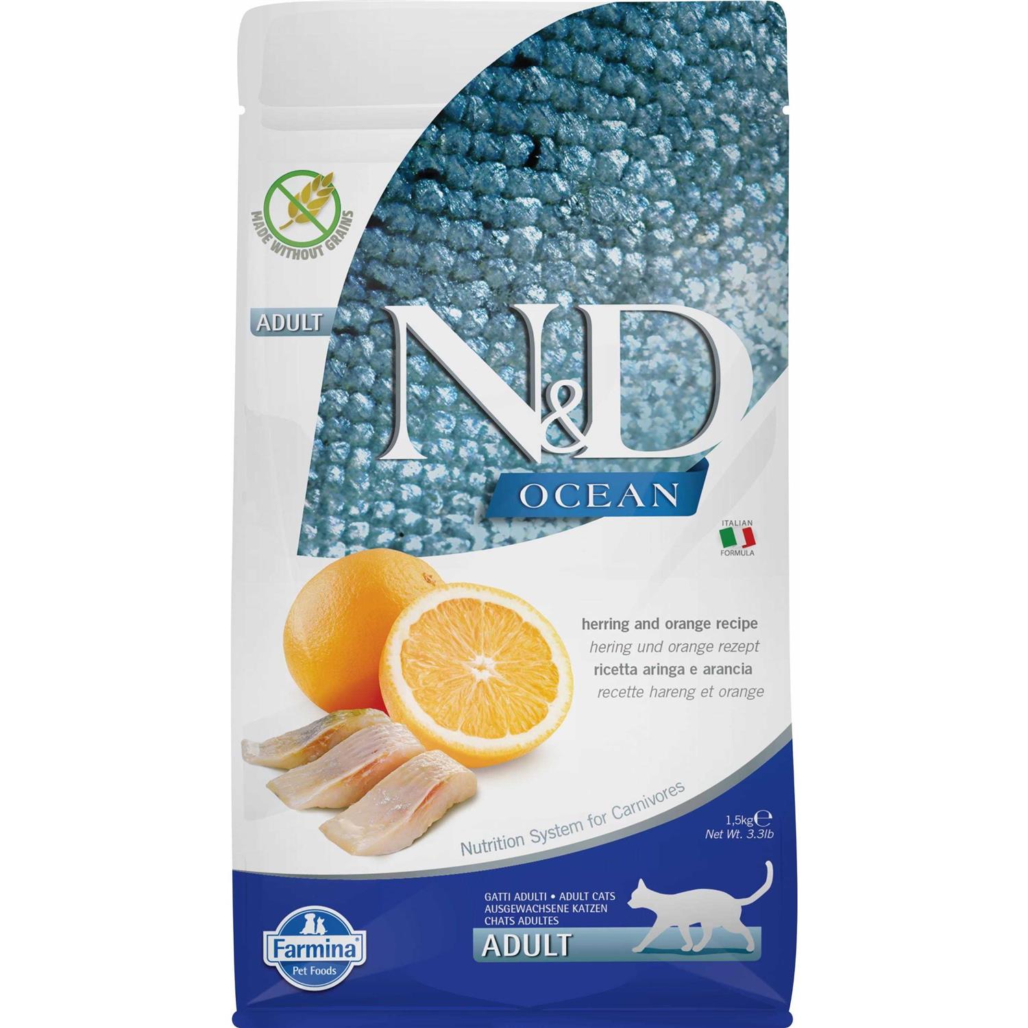 Farmina N&D Ocean Herring & Orange Adult Dry Cat Food - Healthber