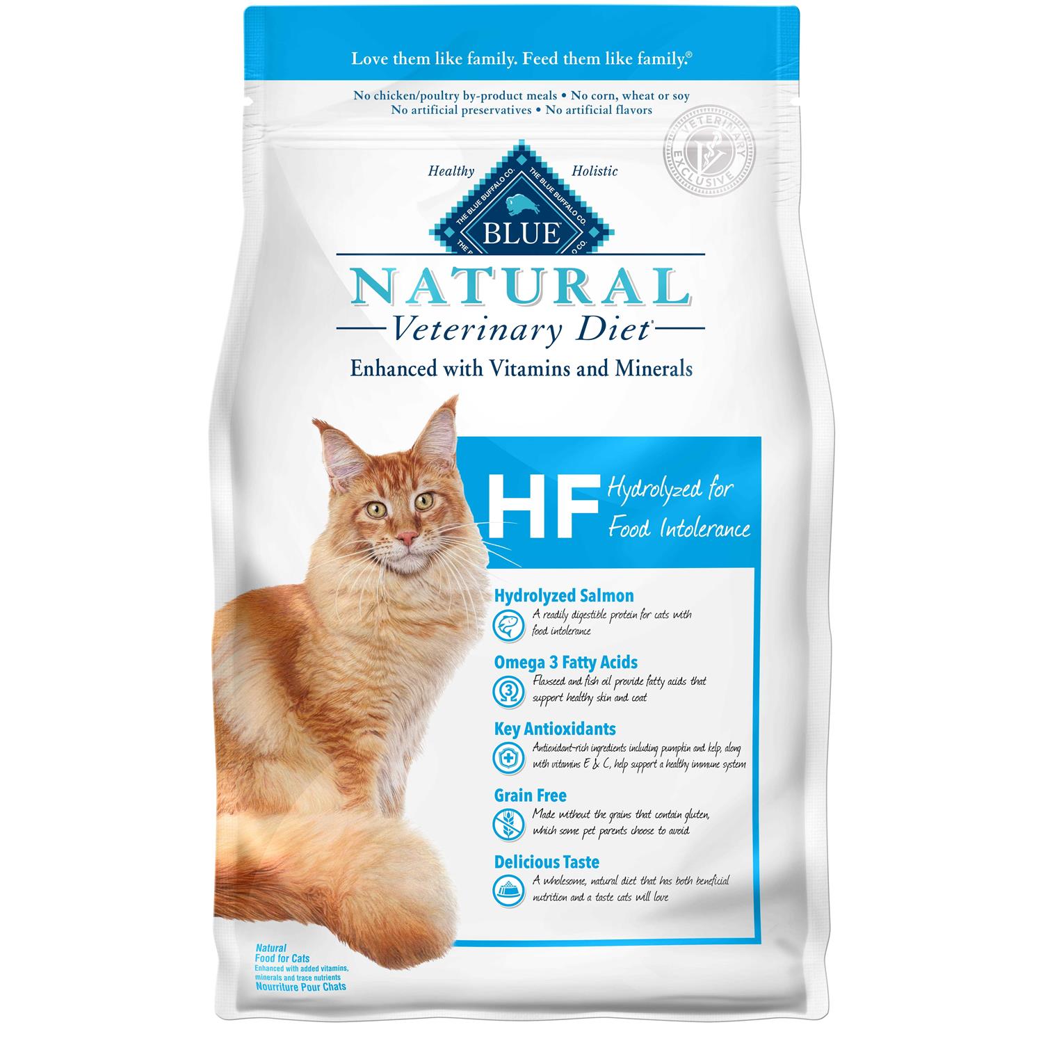 Blue Buffalo Natural Veterinary Diet HF Hydrolyzed for Food Intolerance Dry Cat Food - Healthber
