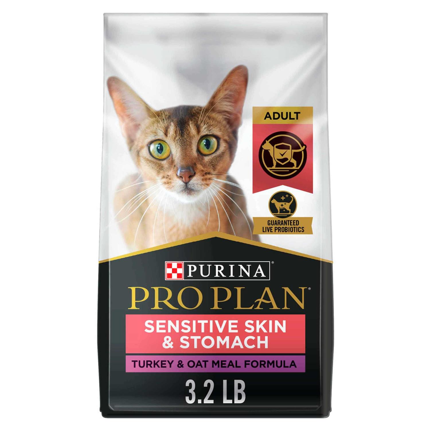 Purina Pro Plan Probiotics Sensitive Skin & Stomach Natural Dry Cat Food - Healthber