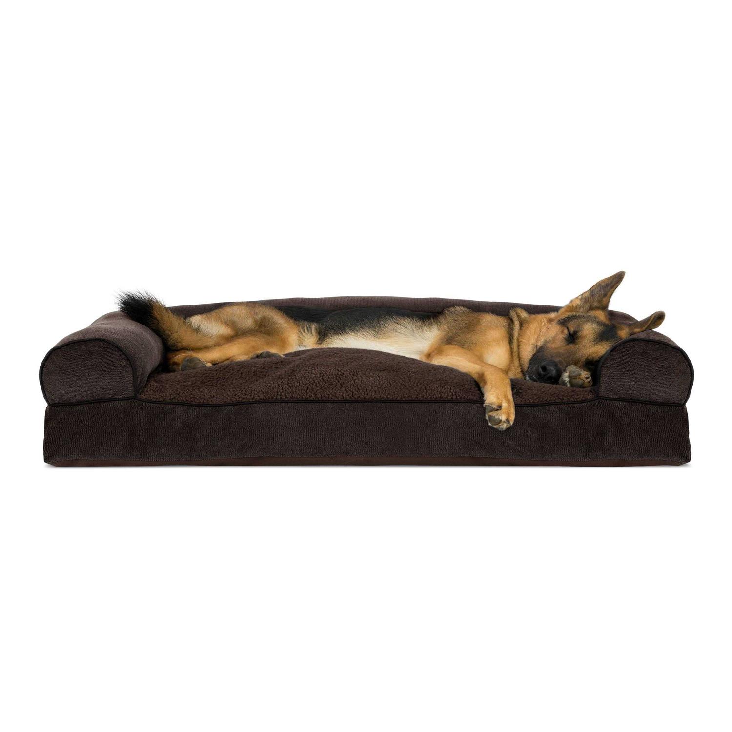 FurHaven Sofa Pet Bed Faux Fleece Chenille - Healthber