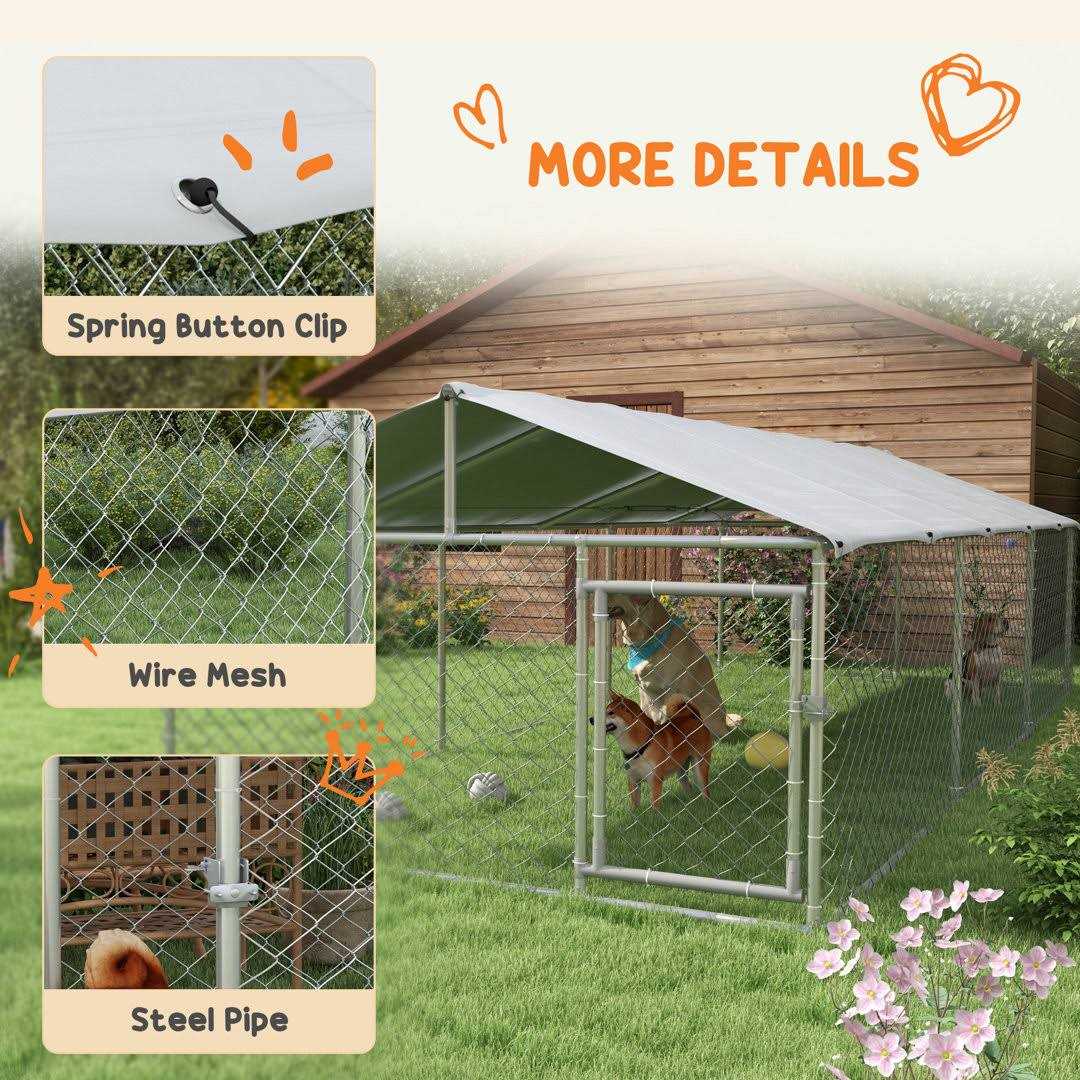 212 Main PawHut Dog Kennel Outdoor Large-Sized Dogs with Waterproof UV Resistant Roof - Healthber
