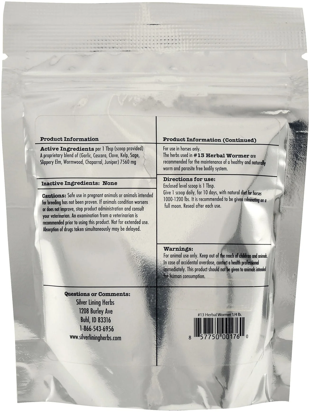 Silver Lining Herbs Herbal Wormer for Horses - Healthber