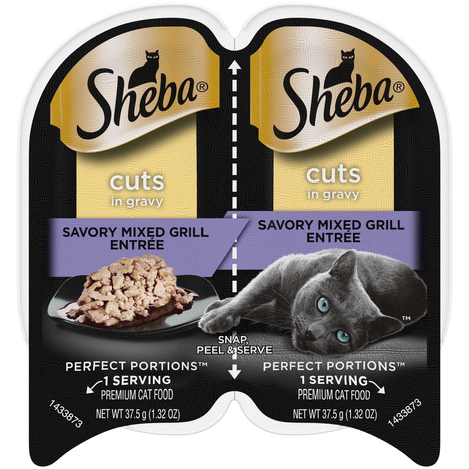 Sheba Perfect Portions Wet Cat Food Cuts in Gravy Savory Mixed Grill Entree - Healthber