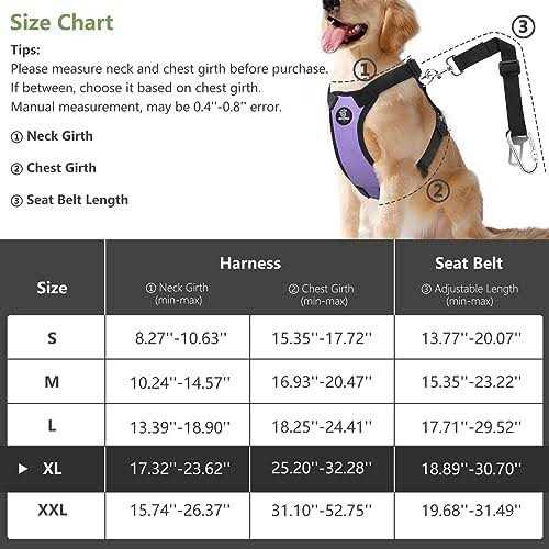 VavoPaw Dog Vehicle Safety Vest Harness, Adjustable Soft Padded Mesh Car Seat Belt Leash Harness with Travel Strap and Carabiner - Healthber