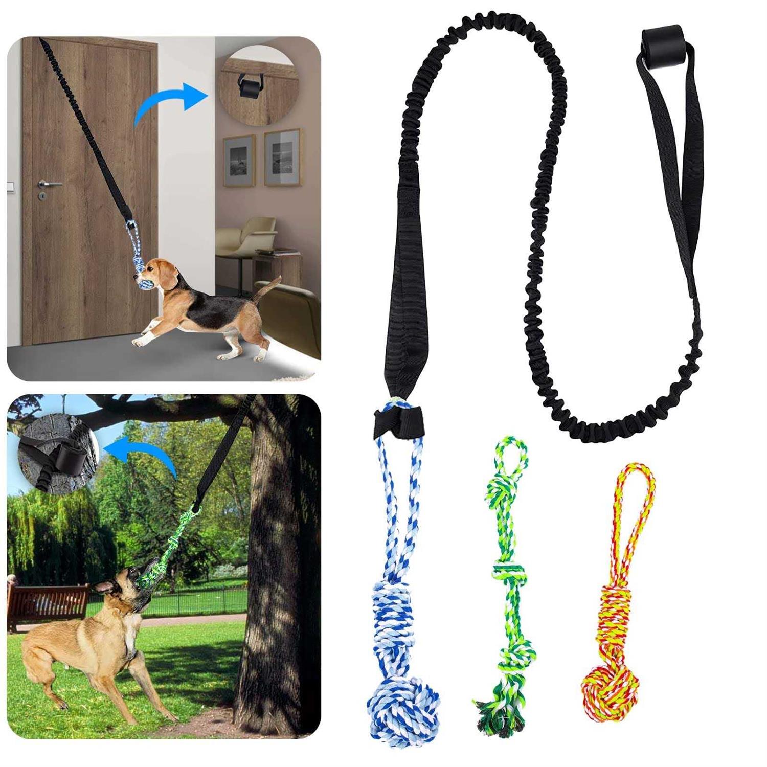 5PCS Spring Pole Dog Rope Toys Tree Bungee Hanging Dog Toys Indoor Outdoor Dog Bungee Tug Interactive Exercise Toys - Healthber