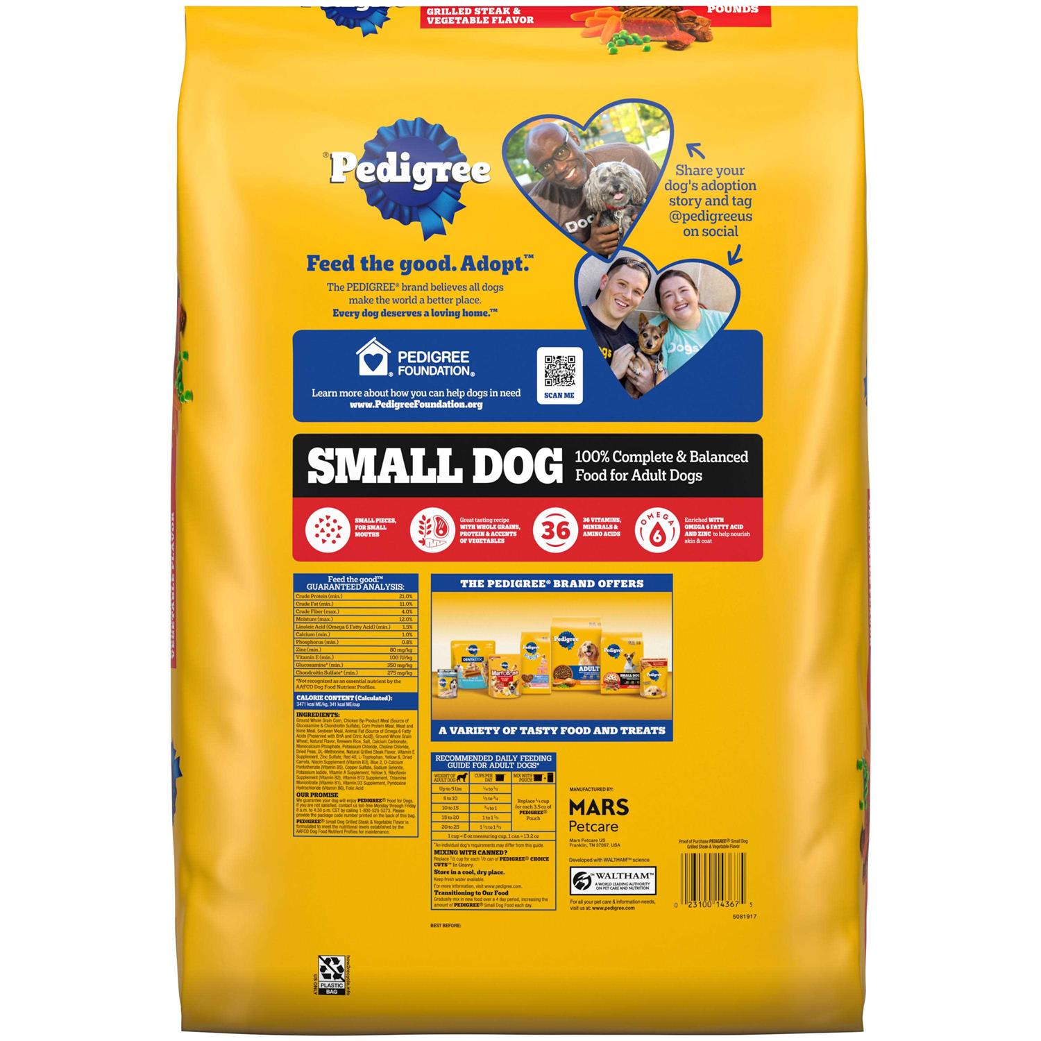 Pedigree Grilled Steak & Vegetable Flavor Small Dog Adult Complete Nutrition Dry Dog Food - Healthber