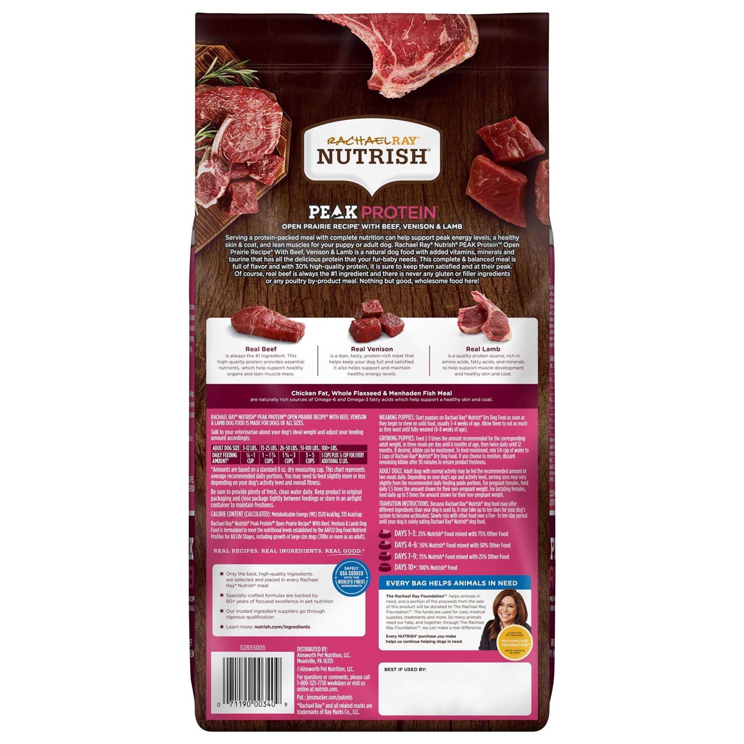 Rachael Ray Nutrish Peak Natural Dry Dog Food Open Prairie Recipe with Beef - Healthber