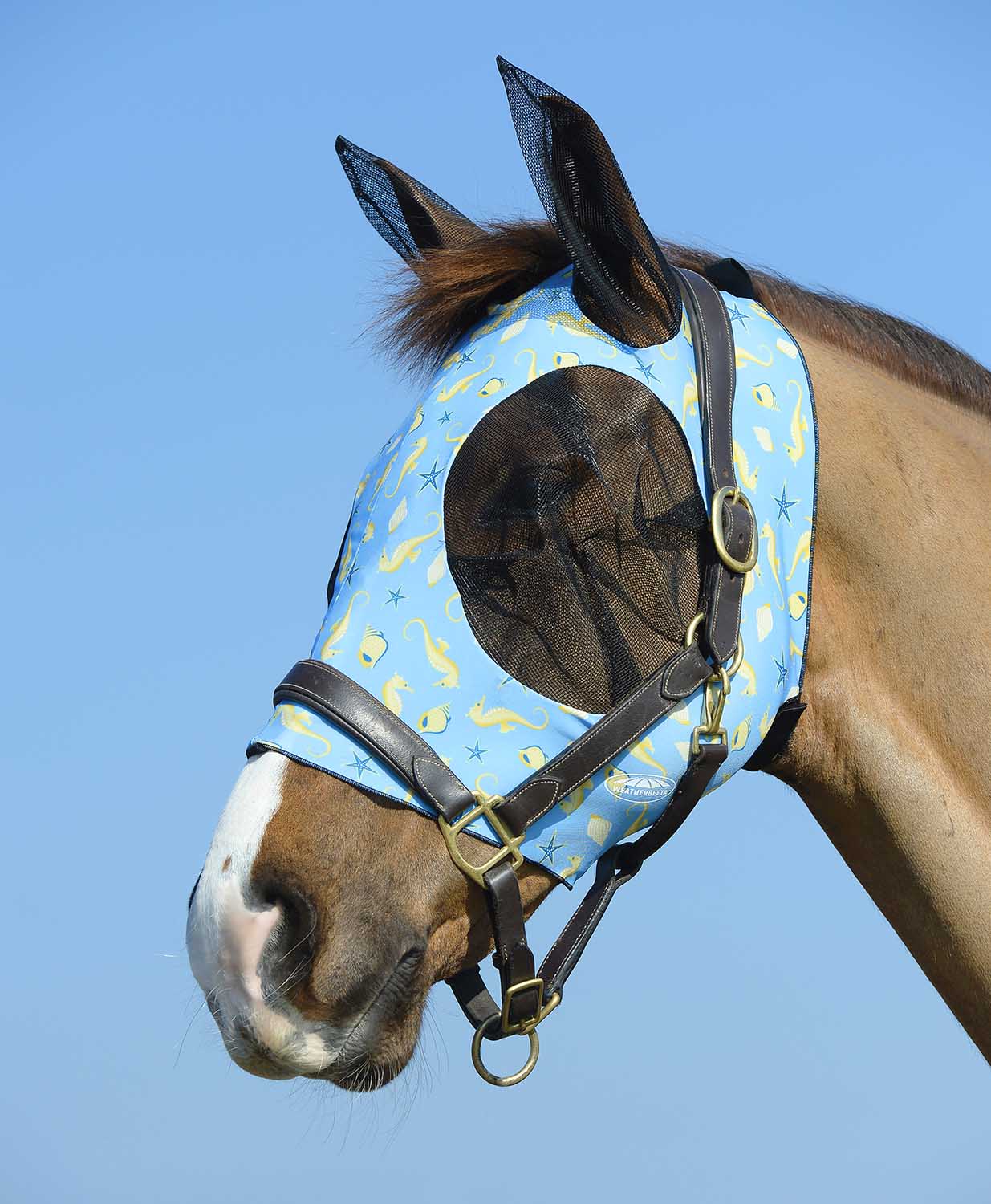 Weatherbeeta Stretch Bug Eye Saver Horse Fly Mask with Ears, Seahorse - Healthber