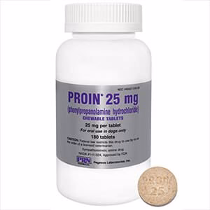Rx Proin (phenylpropanolamine hydrochloride) Chewable Tablets for Dogs - Healthber