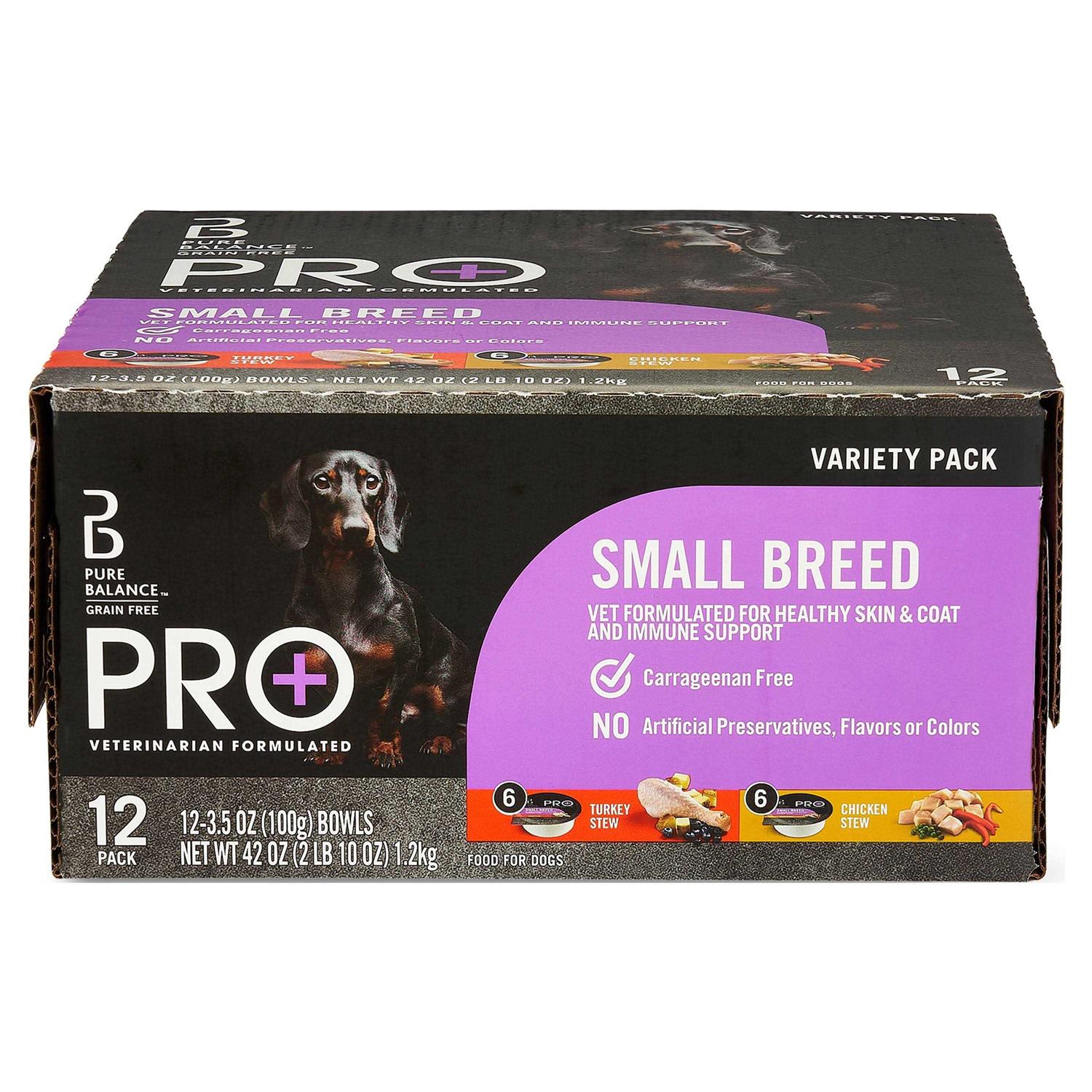 Pure Balance Pro+ Small Breed Turkey and Chicken Stew Variety Pack Wet Dog Food 3.5oz Cups - Healthber