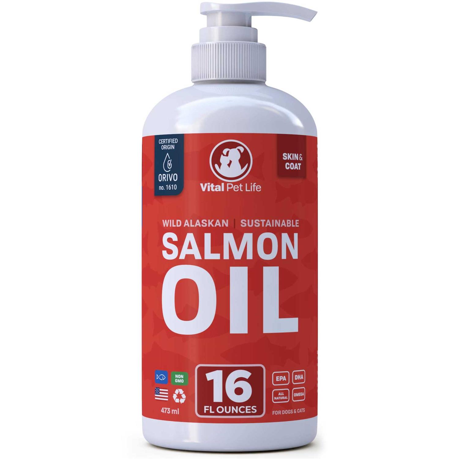 Vital Pet Life Salmon Oil for Dogs & Cats Healthy Skin & Coat Fish Oil - Healthber