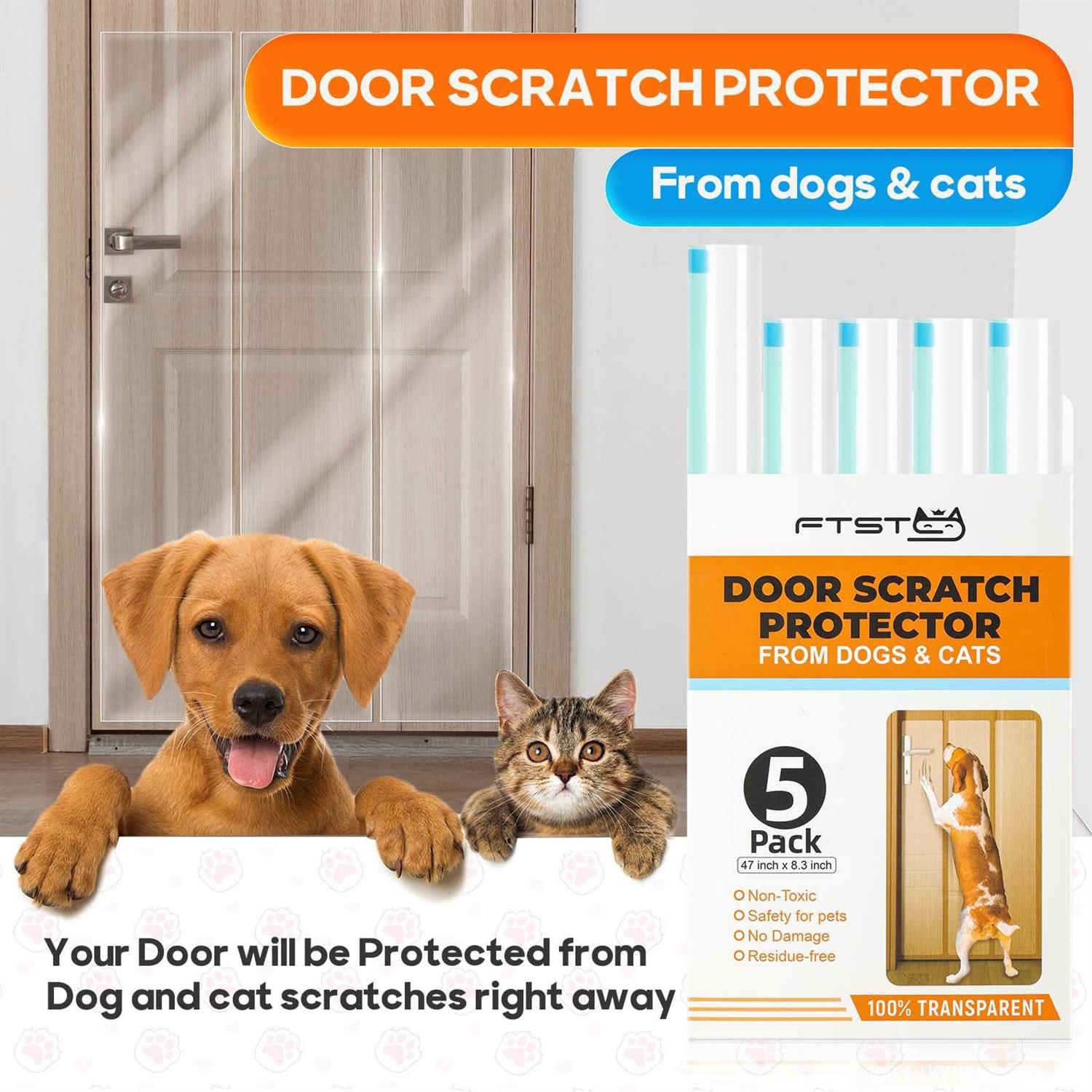 FTSTC 5-Pack Door Protector from Dog Scratching 5 x 47 x 8.3 Cat Scratch Door Frame Protector Anti Dog Scratch - Healthber