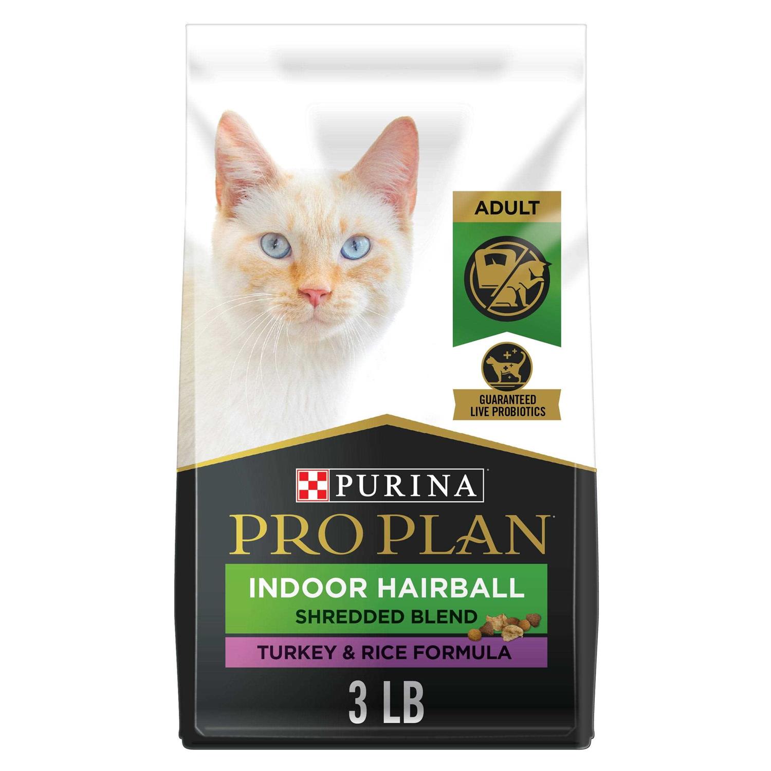 Purina Pro Plan Indoor Hairball Management Shredded Blend Turkey & Rice Formula Dry Cat Food - Healthber