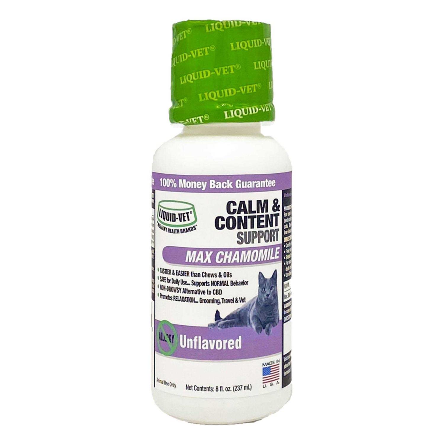 Liquid-Vet Feline Calm & Content Support Allergy-Friendly Unflavored Formula for Cats - Healthber