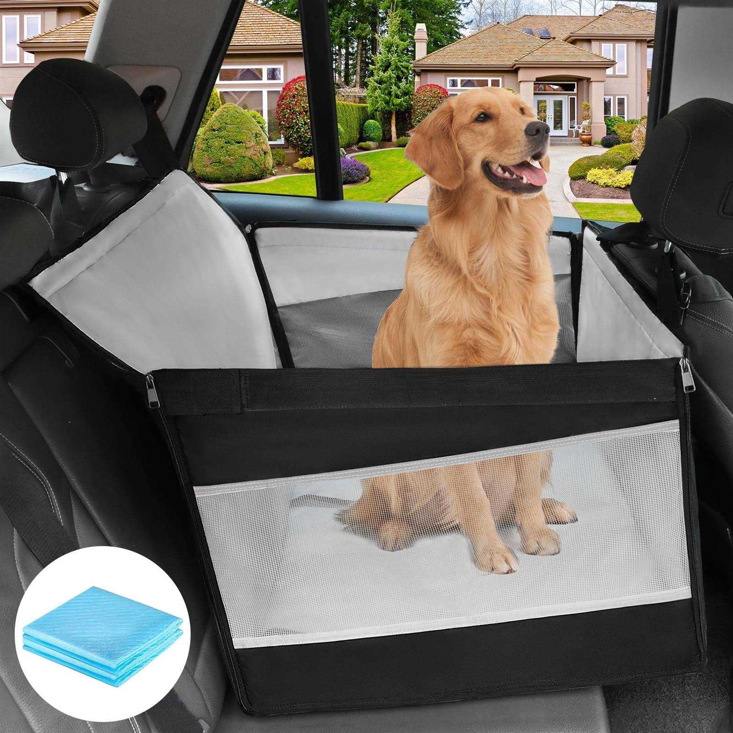 ELEGX 29.5 Extra Large Dog Car Seat,for Up to 65 lbs or 2 Small Dogs,Dog Booster Car Seat,Seat Extender for Dogs,Ventilated and Breathable,with 4 - Healthber
