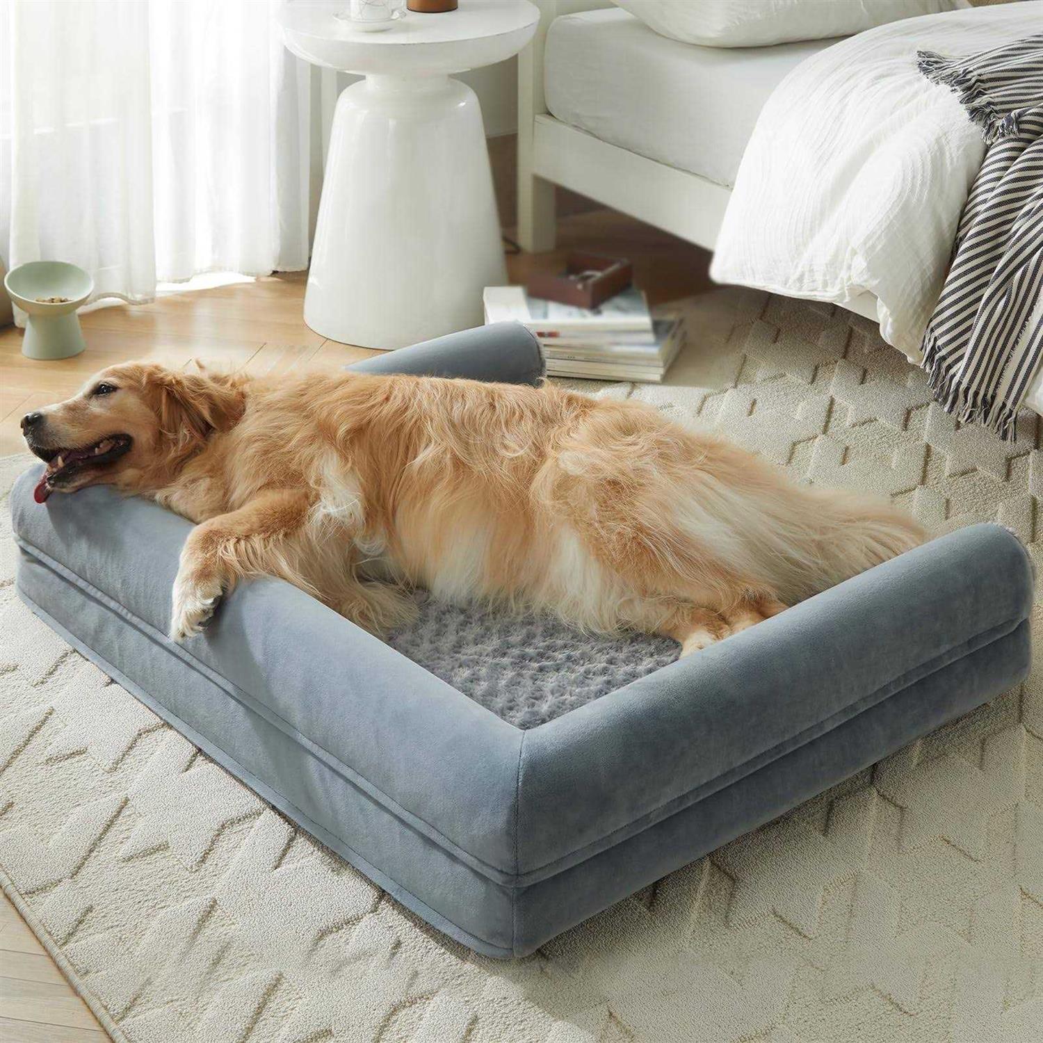 LNSSFFER Orthopedic Dog Beds for Large Dogs,Sofa Dog Bed Large Dogs. Egg Foam Large Dog Bed with Removable Washable Pillow Cover - Healthber