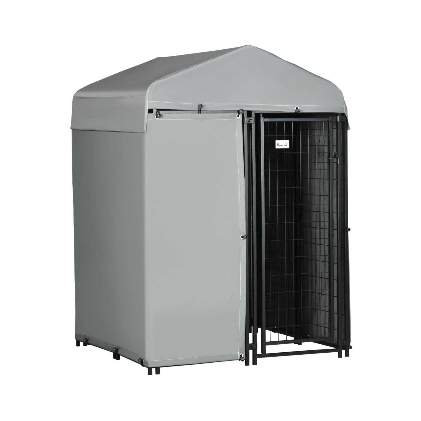 212 Main PawHut 4 x 4 x 6 ft. Outdoor Dog Kennel with Waterproof Canopy - Healthber