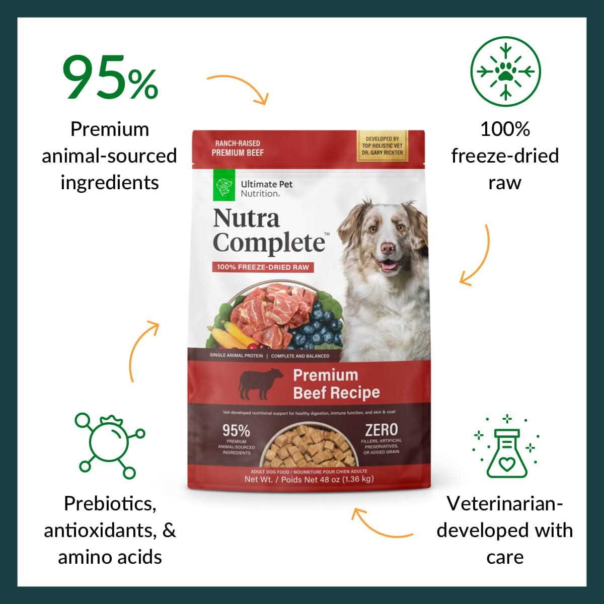 Ultimate Pet Nutrition Freeze Dried Nutra Complete Beef Dog Food - Healthber