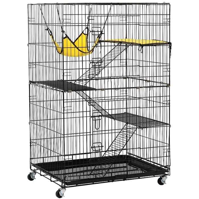 Topeakmart Black Rolling 4-Tier Small Animal Cage - Healthber