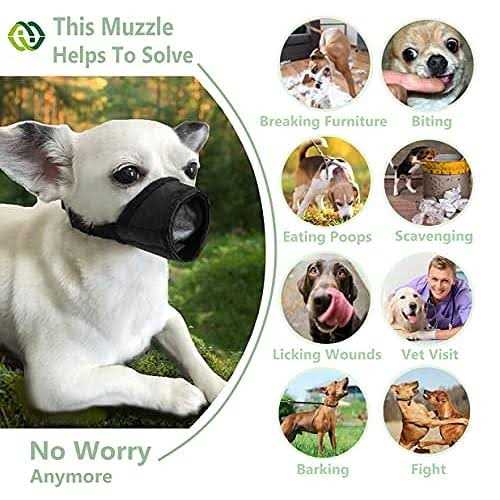 MoiiLavin Dog Muzzle XS Soft Air Mesh for Small Dogs with Long Snout Quick Fit for Grooming Adjustable Prevent from Biting Barking and - Healthber