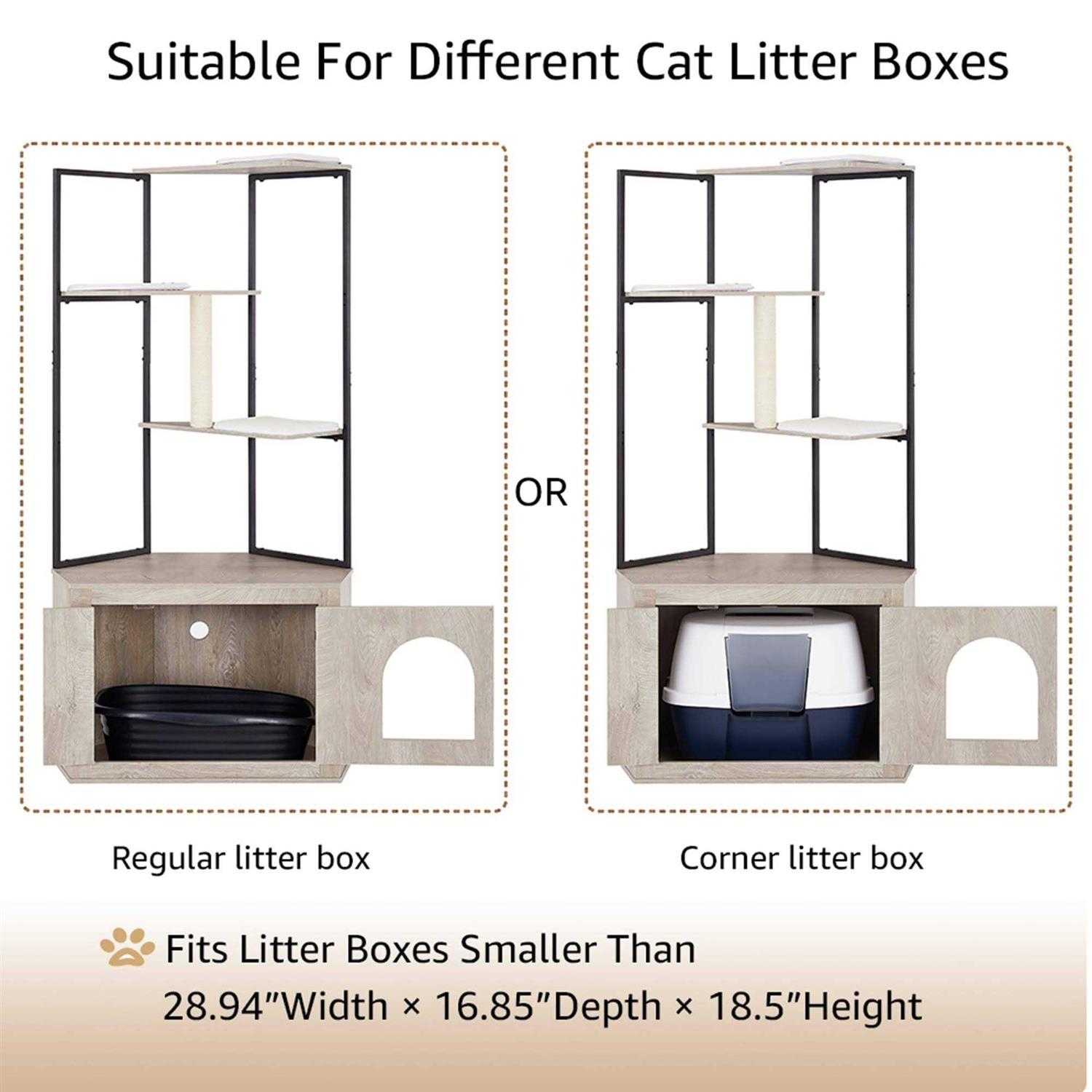 UniPaws Corner Box Enclosure with Cat Tree Tower Cat Litter - Healthber