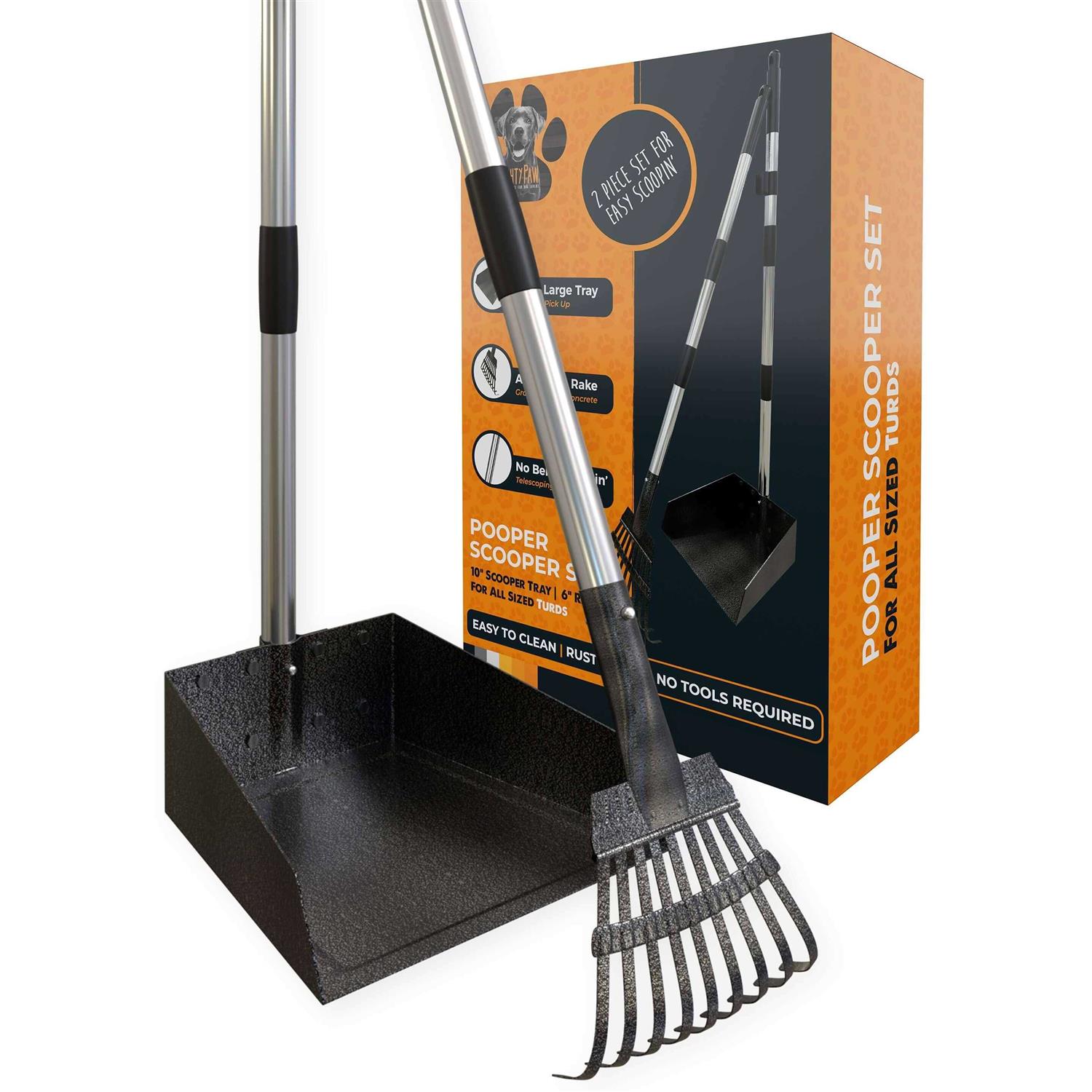 Mighty Paw Dog Pooper Scooper and Rake Set - Healthber