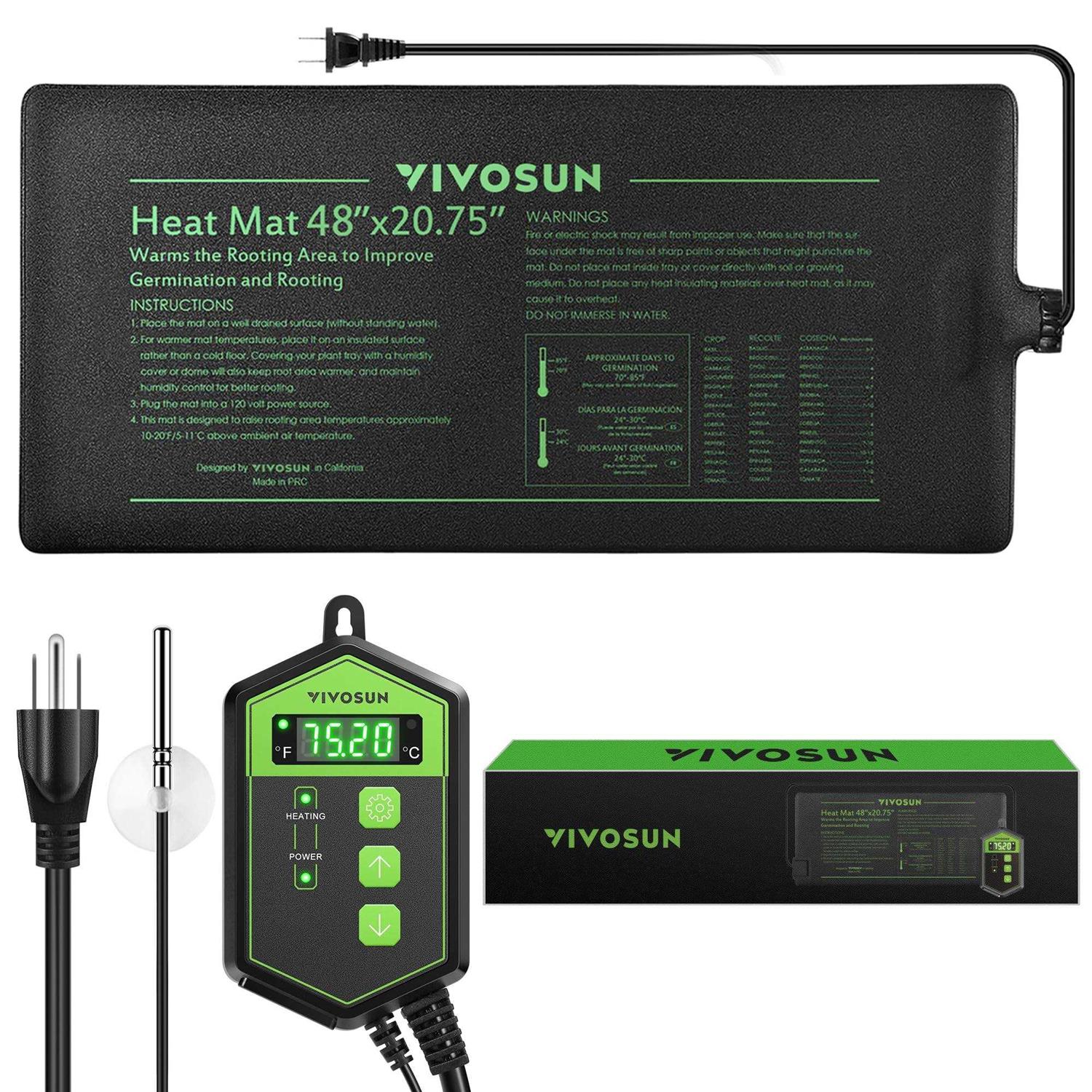 VIVOSUN 20.75 Seedling Heat Mat and Digital Thermostat Combo Set - Healthber