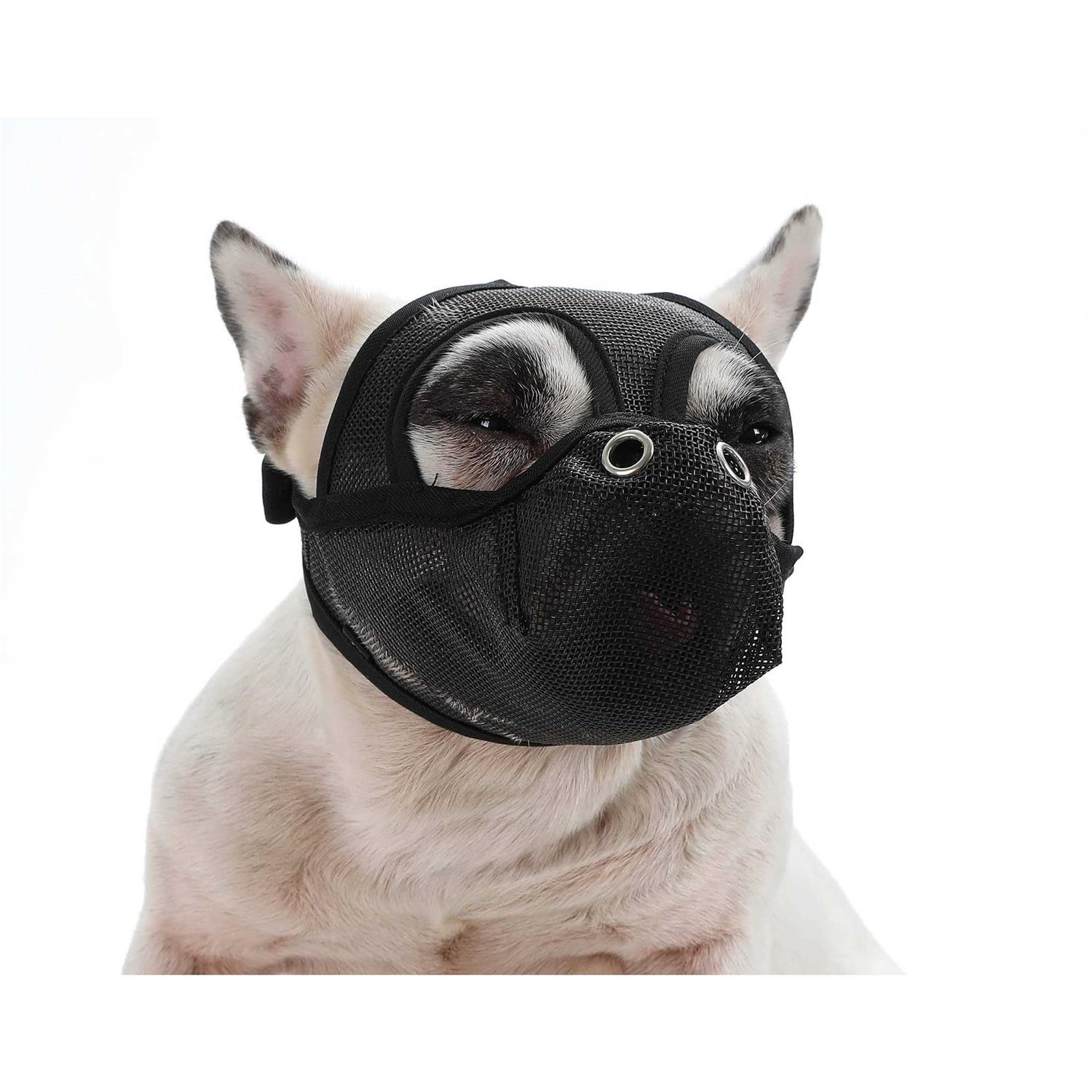 CILKUS Short Snout Dog Muzzles Bulldog Muzzle Adjustable Breathable Mesh Dog Muzzle Can Stick Out Tongue and Drink Water Anti-Biting and Training - Healthber