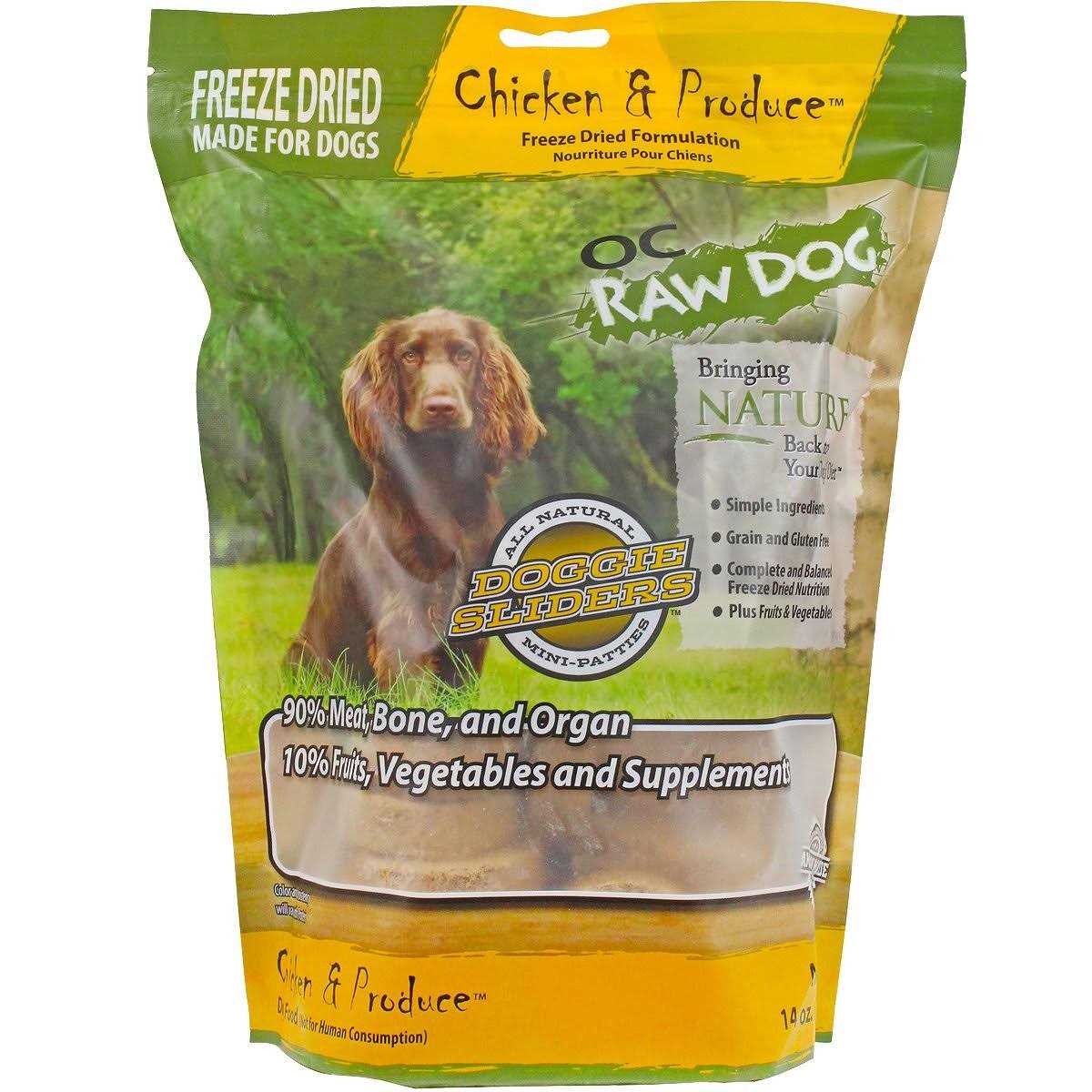 OC Raw Freeze-Dried Chicken & Produce Sliders Dog Food - Healthber