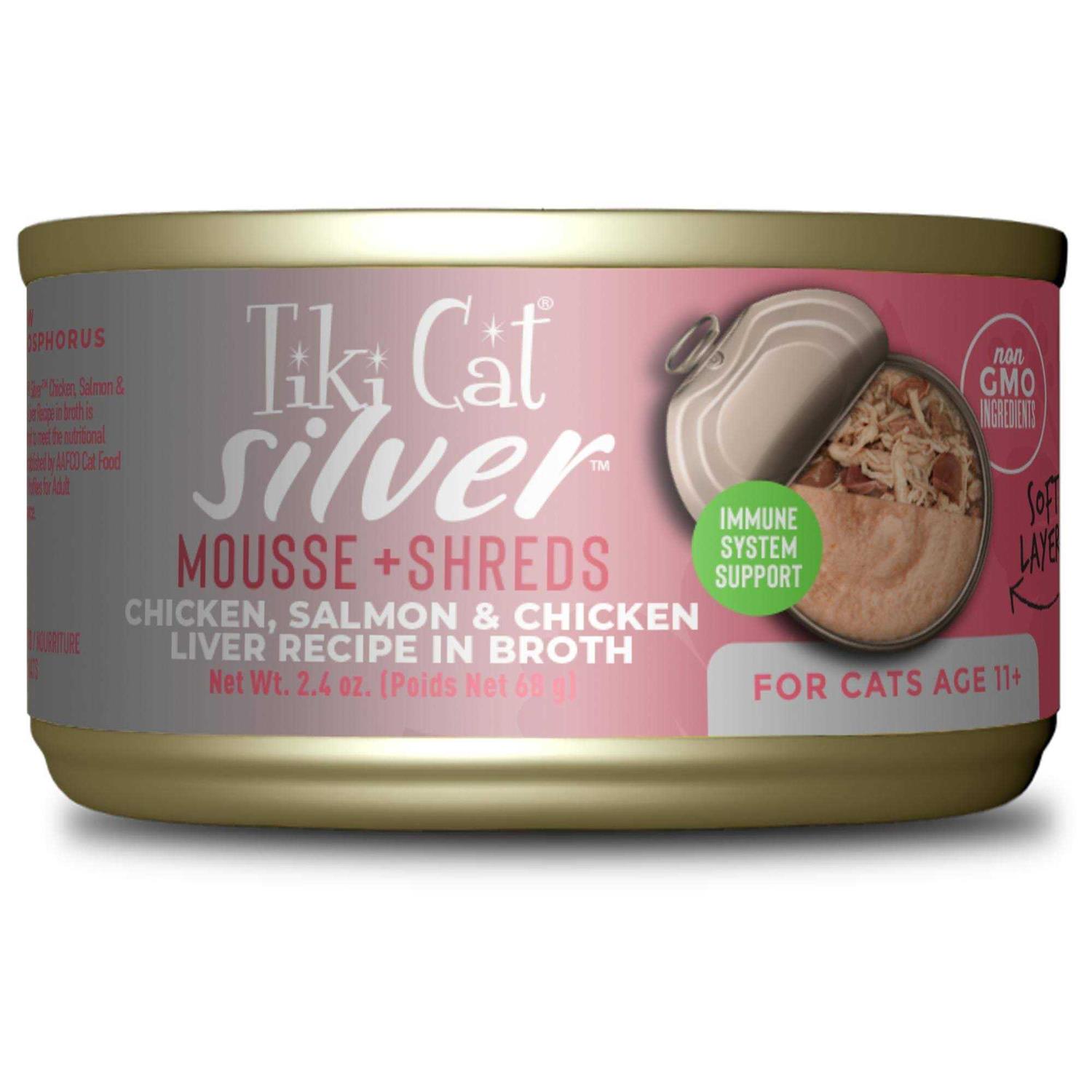 Tiki Cat Silver Chicken & Salmon Mousse/Shreds - Healthber