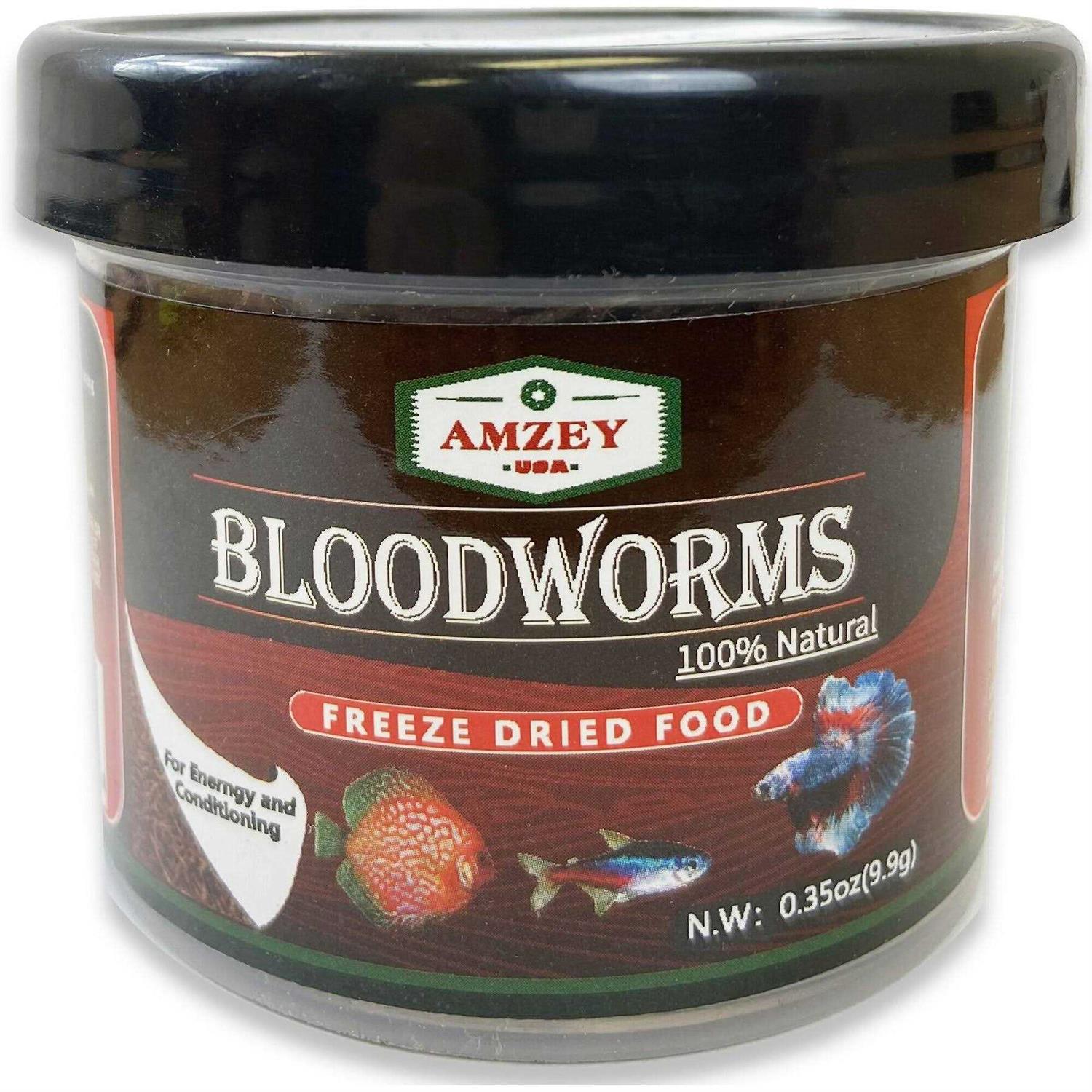 Amzey Blood Worms 0.35oz -100% Natural Freeze Dried Blood Worms Aquarium Fish Food - Healthber