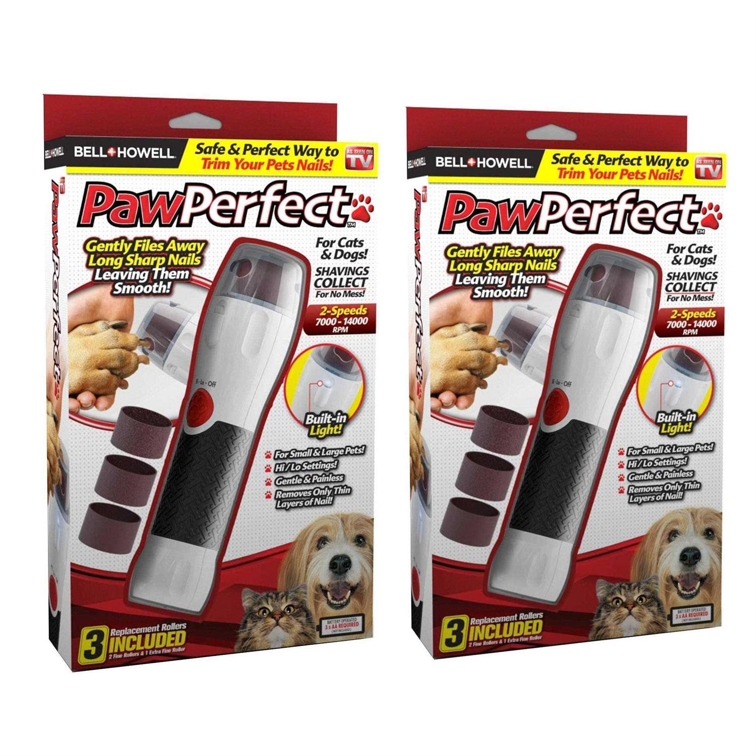 Bell+Howell PAWPERFECT Pet Nail Rotating File with 7000-14000 RPM’s, Dog Nail Grinder Gentle and Painless Trimmer in 3 Modes with 3 Replacement - Healthber