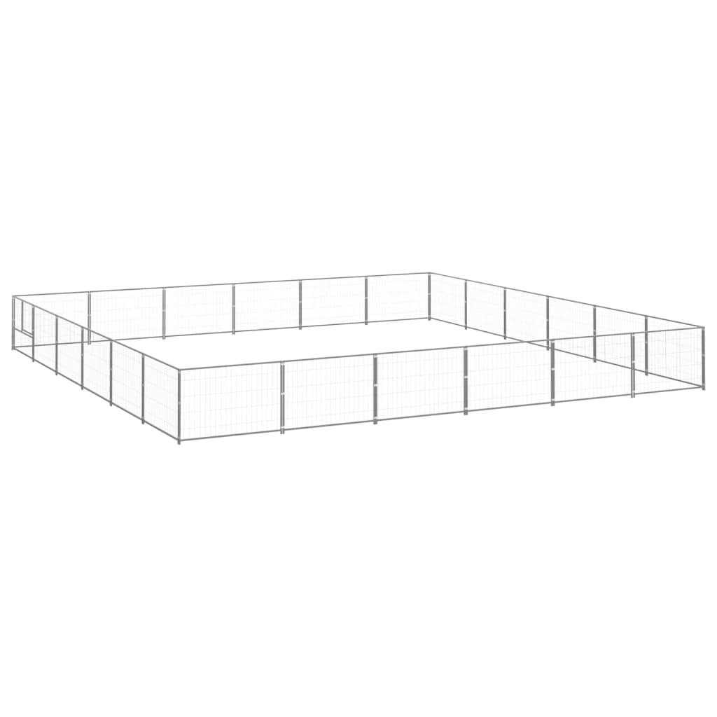 vidaXL Dog Kennel Silver Steel - Healthber