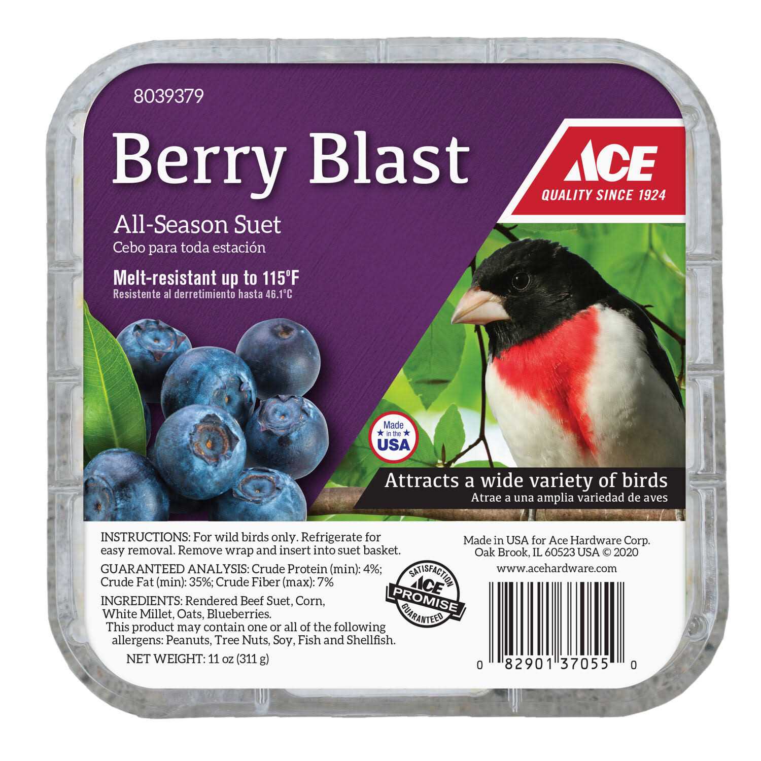 Ace Berry Blast Assorted Species beef Suet 11 oz - Healthber