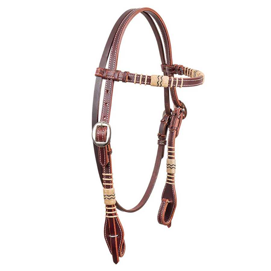 Latigo Rawhide Browband Leather Headstall - Healthber