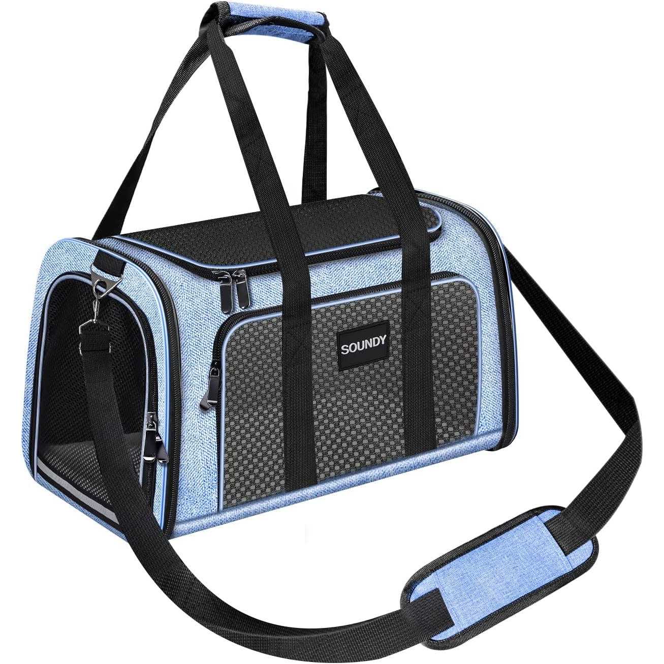 Soundy Dog Carrier Cat Carriers Airline Approved Pet Carrier for Small Medium Dogs Cats Puppies Collapsible Soft Sided Travel Puppy car - Healthber