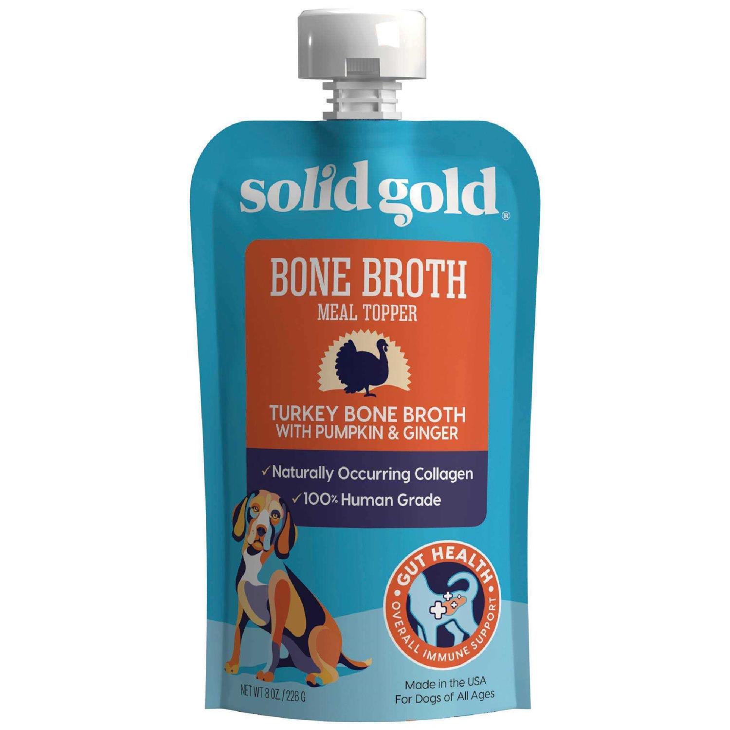 Solid Gold Turkey Bone Broth with Pumpkin & Ginger Dog Food Topper - Healthber