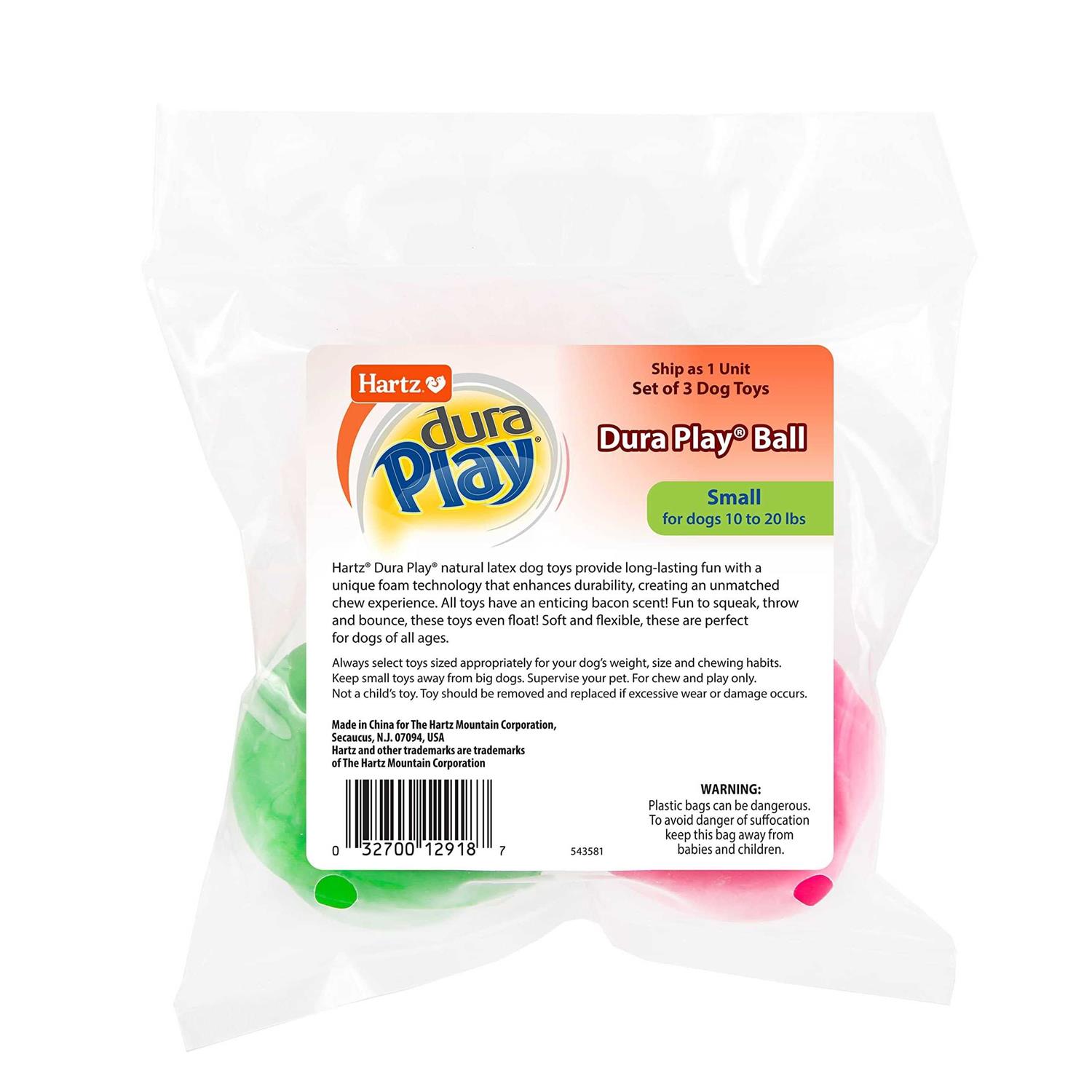 Hartz Dura Play Ball Squeaky Latex Dog Toy - Healthber