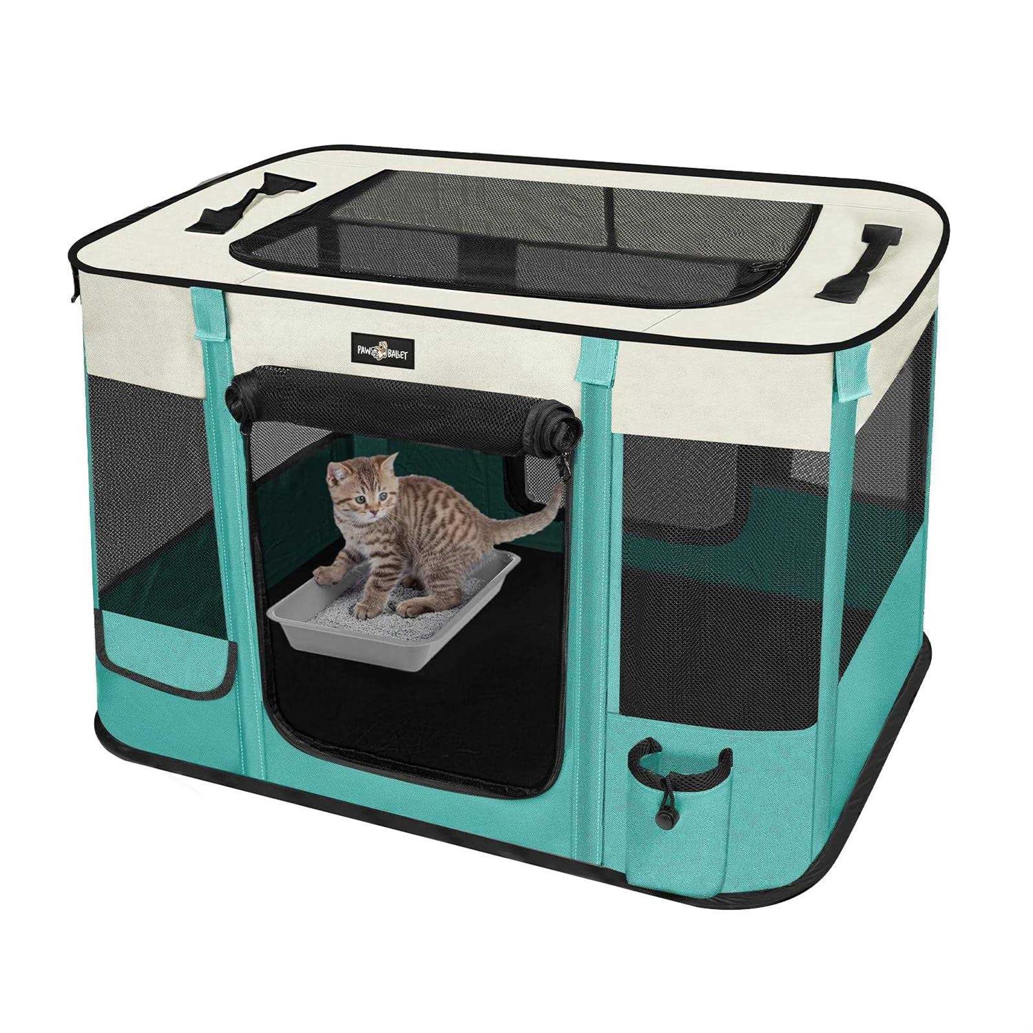 Foldable Pet Playpen Waterproof Portable Pet Cat Dog Playpen Kennel Tent for Small Dog Cat - Healthber