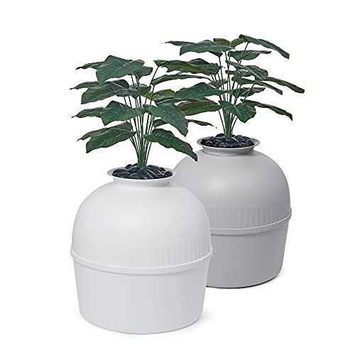Secret Litter Box by Bundle & Bliss Hidden Litter Box Enclosure with Odor Control Carbon Filter, Faux Plant and Real Stones - Healthber