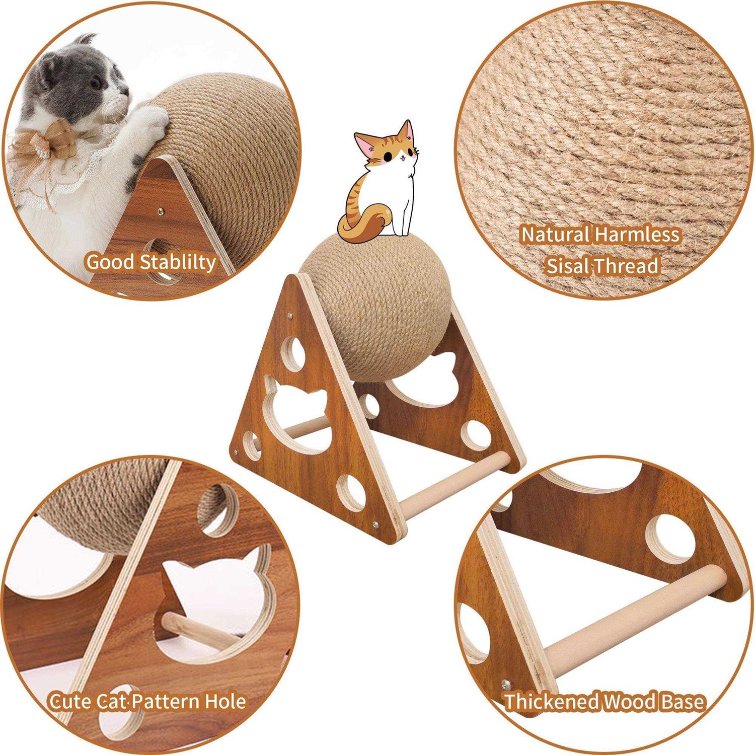 AGYM Cat Scratcher Toy, Natural Sisal Cat Scratching Ball, Cat Scratcher Toy with Ball, Scratching Ball for Cats and Kittens - Healthber