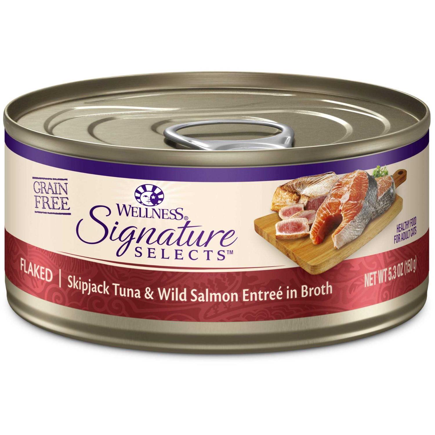 Wellness Signature Selects Grain Free Flaked Skipjack Tuna & Wild Salmon Entree Canned Cat Food - Healthber
