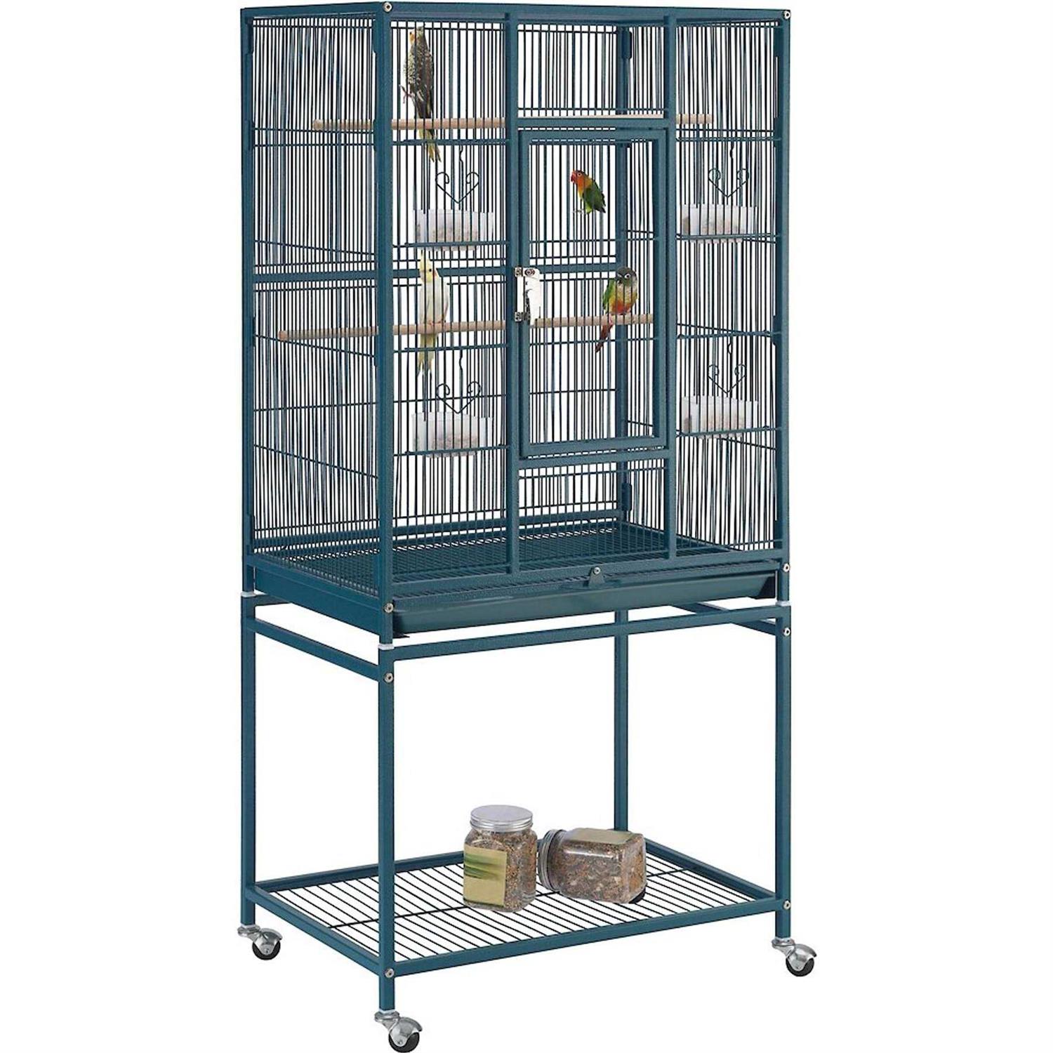Yaheetech 54-in Rolling Metal Large Parrot Cage Mobile Bird Cage with Detachable Stand - Healthber