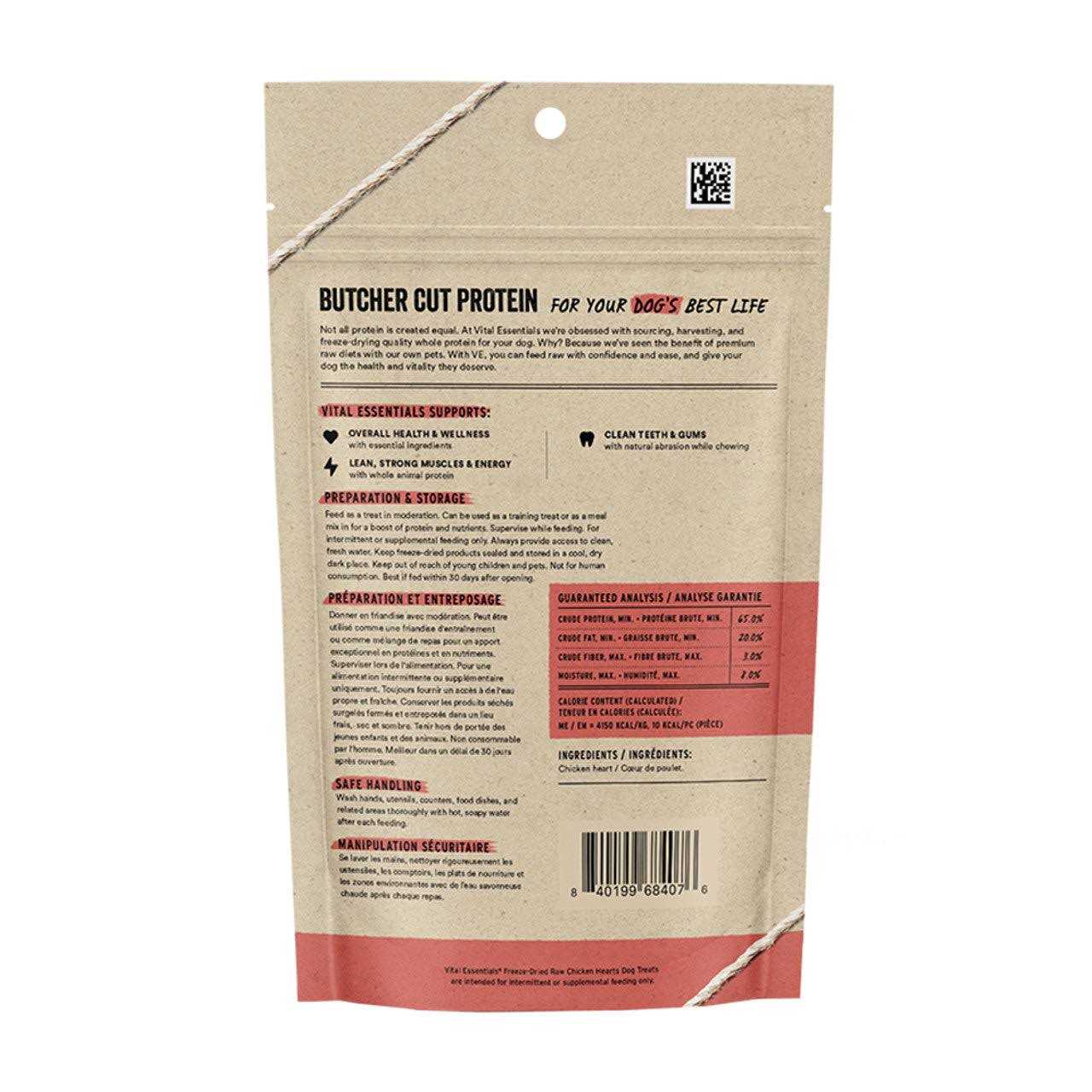 Vital Essentials Freeze Dried Chicken Hearts Dog Treats - Healthber