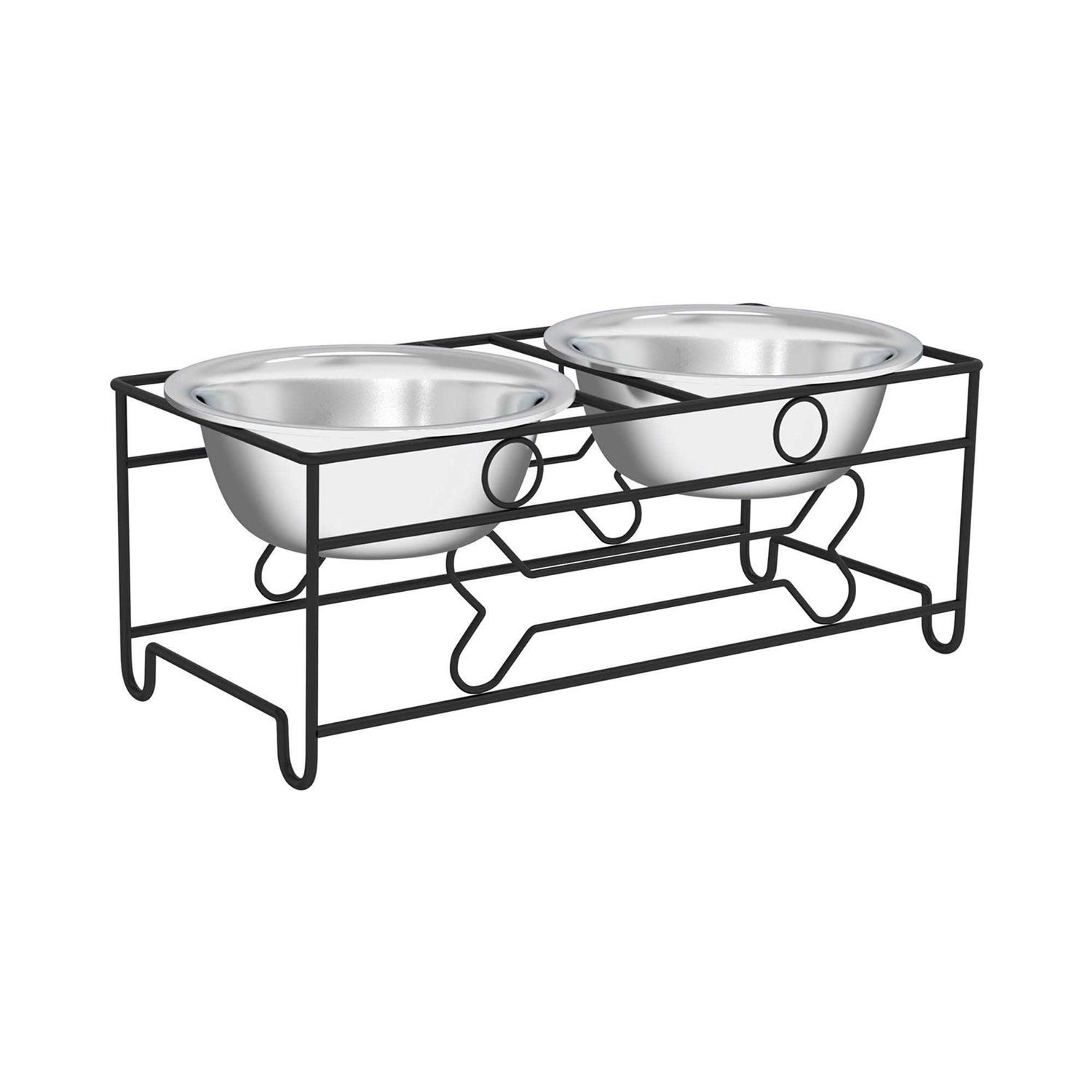 Pet Adobe Modern Double Elevated Dog Bowls 177748ZMA - Healthber