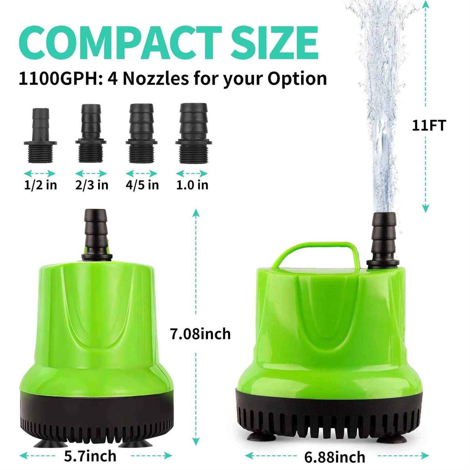FREESEA GPH Submersible Water Pump for Pond Aquarium Hydroponics Fish Tank Fountain Waterfall - Healthber