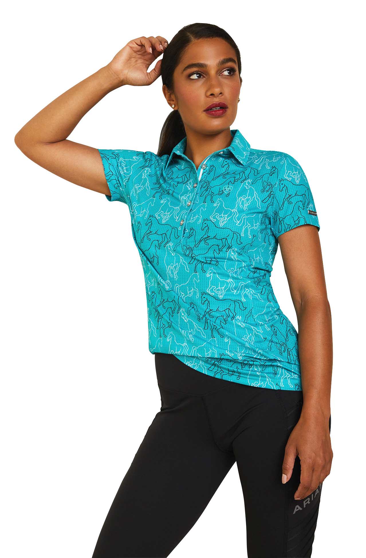 Ariat Women's Motif Polo, Viridian Green - Healthber