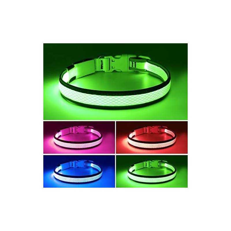 Flashseen LED Dog Collar USB Rechargeable Light Up Dog Collar Lights - Healthber