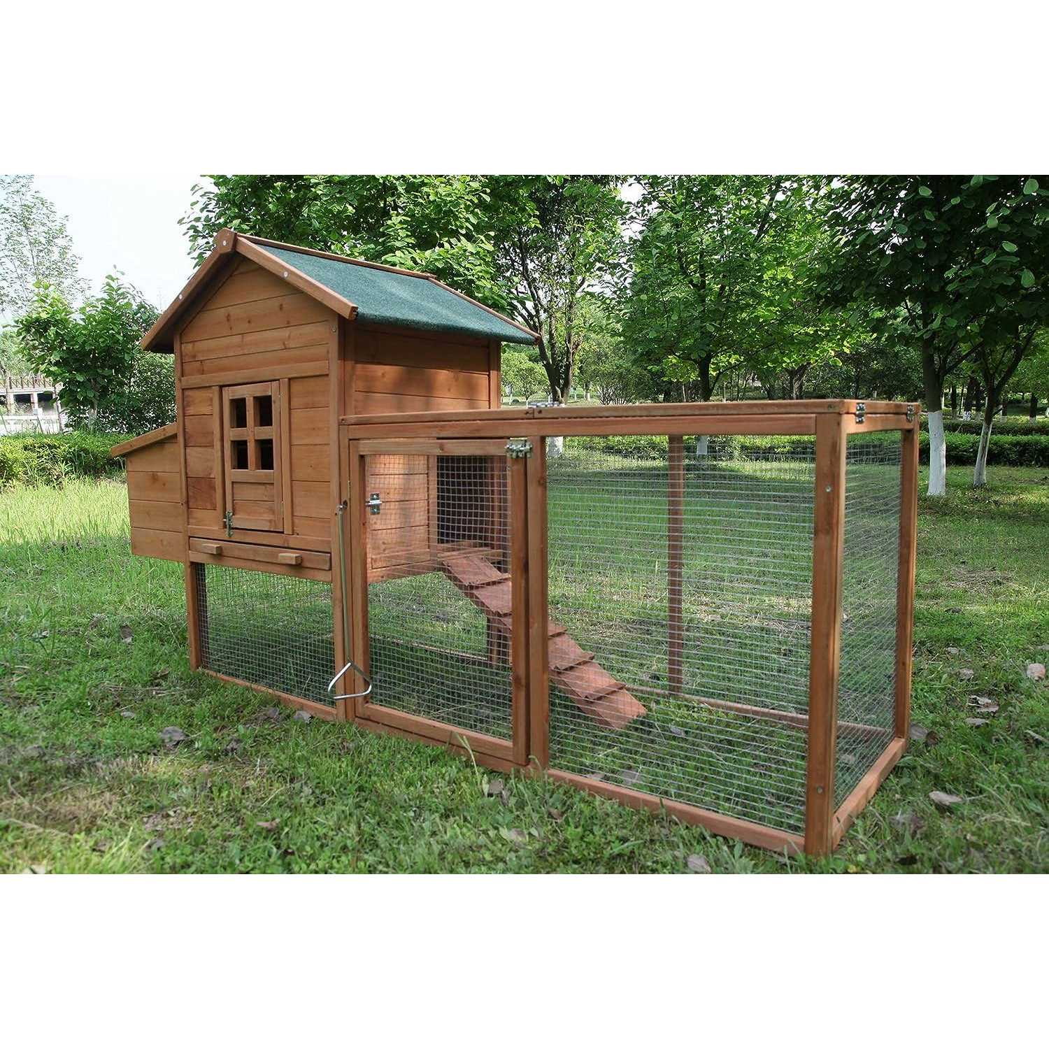 ECOLINEAR Outdoor 80” Wooden Chicken Coop Nest Box Hen House Poultry Pet Hutch Garden Backyard Cage - Healthber